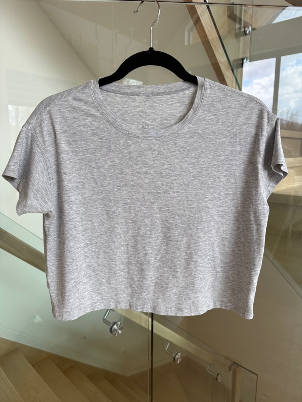 lululemon athletica Light Heather Gray Cropped Crew Tee